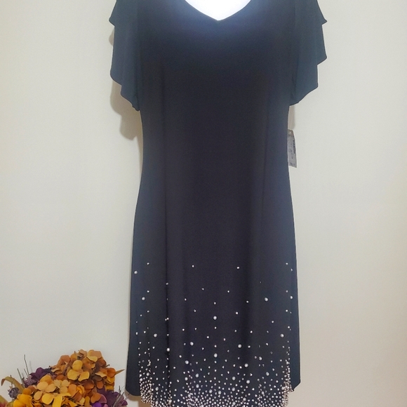 Dress Barn Black Party Dress Cold Shoulder Style. Size M. NWT. - Picture 6 of 9
